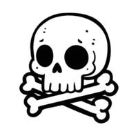 Crossbones with side view funny skull illustration on white background vector