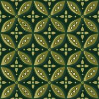 Green Kawung Batik Pattern, Kawung batik is a typical batik that has a geometric motif in rows. vector