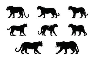 Leopard Clipart Black Silhouette Bundle vector