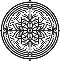 A circular design with a flower in the center vector