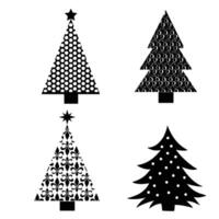black and white, Christmas trees, each with a different abstract with a geometric design. vector