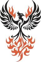 A phoenix with flames on its wings vector