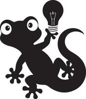 Cute gecko realistic silhouette with light mage with white background vector