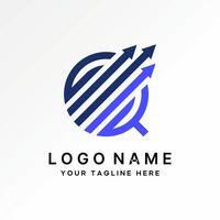Logo design graphic concept creative premium stock initial line Q font with three arrows tranding increase Related to monogram typography brand vector
