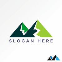 Logo design graphic concept abstract creative premium stock simple two mountains with river road side shadow. Related landscape view adventure vector