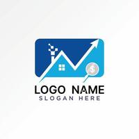 Logo design graphic concept abstract creative premium stock dollar trading roof house magnifying Related to home property house cloud data tech vector
