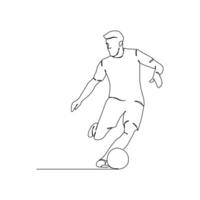 Soccer players, Continuous one line drawing, playing football simple line art design. vector