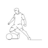 Soccer players, Continuous one line drawing, playing football simple line art design. vector