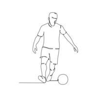 Soccer players, Continuous one line drawing, playing football simple line art design. vector