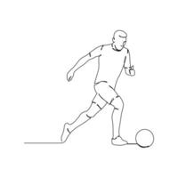 Soccer players, Continuous one line drawing, playing football simple line art design. vector