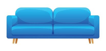 Sofa with plush cushions and wooden legs. illustration isolated on white background vector
