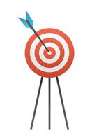Target with bullseye and arrow hitting the center, symbolizing precision. illustration isolated on white background vector
