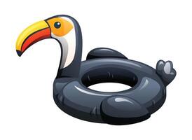 Toucan shaped inflatable pool float with a yellow beak, great for tropical themed pool events. cartoon illustration vector