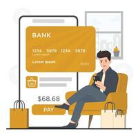 Man using credit card payment vector