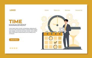 Time management website landing page template vector