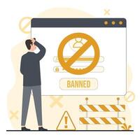 Banning is a common problem for websites vector