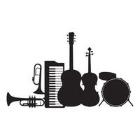 Simple minimal music Instruments silhouette with white background vector
