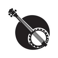 Artistic minimal banjo silhouette with white background vector