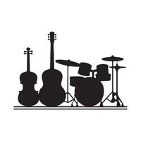 Minimalistic art music Instruments silhouette with white background vector