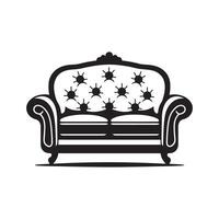 Artistic sofa silhouette with white background vector