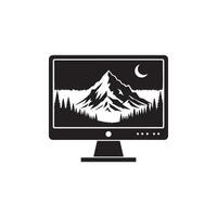 Computer monitor silhouette with white background vector