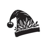 Artistic christmas cap silhouette with white background vector