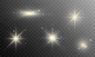 Glowing elements stars glare sparkles on a dark background vector