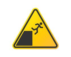 Falling danger sign on white background. Fall down caution hazard icon symbol. High drop. Deep water. stick man illustration image. isolated on white background. vector