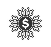 Dollar digital online money icon symbol. Web Cryptocurrency, technology sign. illustration image. Isolated on white background. vector