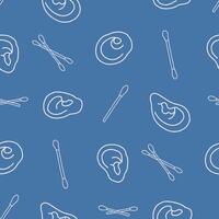 Outline Ear Cotton Bud Seamless Pattern illustration Design vector