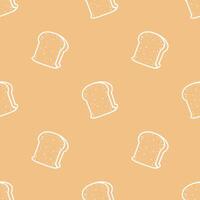 Whole wheat bread cartoon hand drawn seamless patterns on Light brown background. vector