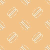 Macaron cartoon hand drawn seamless patterns on Light brown background. vector
