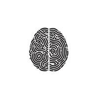 A black and white image of a brain with a spiral pattern vector