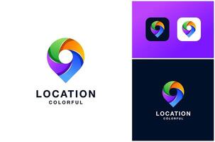Location Point Pin Map Navigation GPS Position Place Colorful Gradient Modern Logo Design Illustration vector
