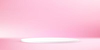 Empty pink studio room background. Pink background 3d with white podium. Space for selling products on the website. illustration. vector