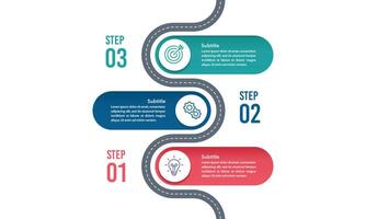 3 Process Infographic Roadmap Design Template. Milestone, Timeline, Steps and Option to success. vector