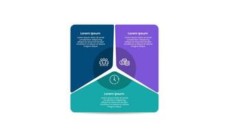 Infographic 3 elements in square design. Business presentation, Banner, Poster, Brochure and Strategy. vector