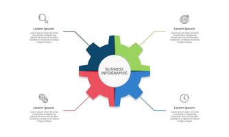 Infographic gears 4 options design template. Business presentation Planning and Strategy. vector