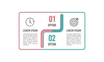 2 Options infographic line square template. Business presentation, Marketing, Planning and Strategy. vector