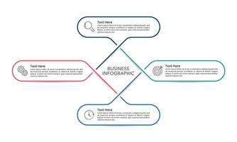 Infographic cross line design template. 4 Process business to success. Business presentation, Planning, Marketing and Strategy. vector