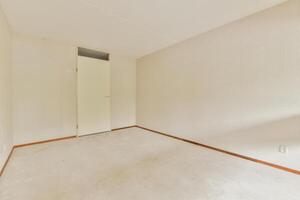 Empty room with white walls and carpet photo