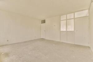 An empty room with a door and a window photo