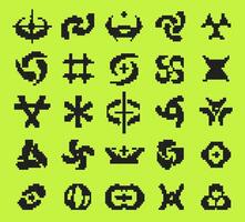 Y2K pixel style asset. 8 bit abstract shapes vector