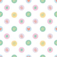 Pastel color doodle hand drawn seamless pattern background for wrapping. Element of star, stroke, heart and square vector