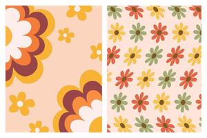 Retro Daisy Flower Pattern with Large Daisy in Corner vector
