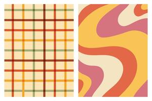 Abstract Geometric Pattern with Plaid and Wavy Lines in Earthy Tones vector