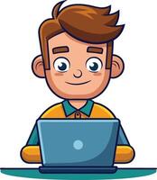 Man using laptop illustration cartoon character vector