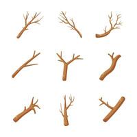 Tree branch hand drawn style icon. collection of isolated cartoon illustrations vector