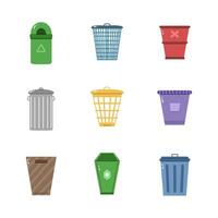 Trash can icon hand drawn style. collection of isolated illustrations vector