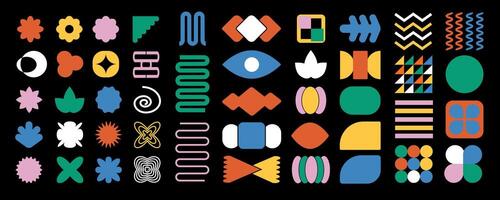 Trendy brutalism colorful Y2K shapes. Minimal abstract geometric elements, in the Bauhaus style. vector